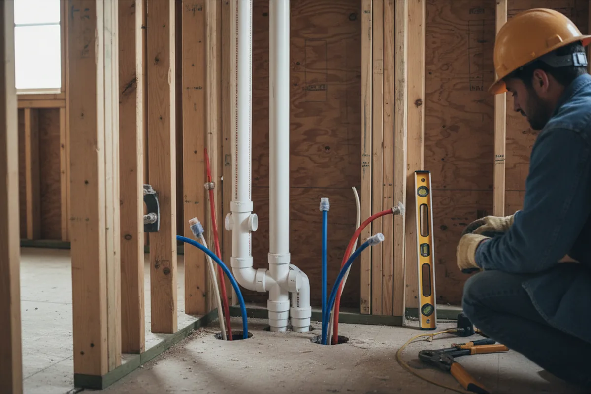 Drain and supply rough-in during Leak Detection in Summit Hill