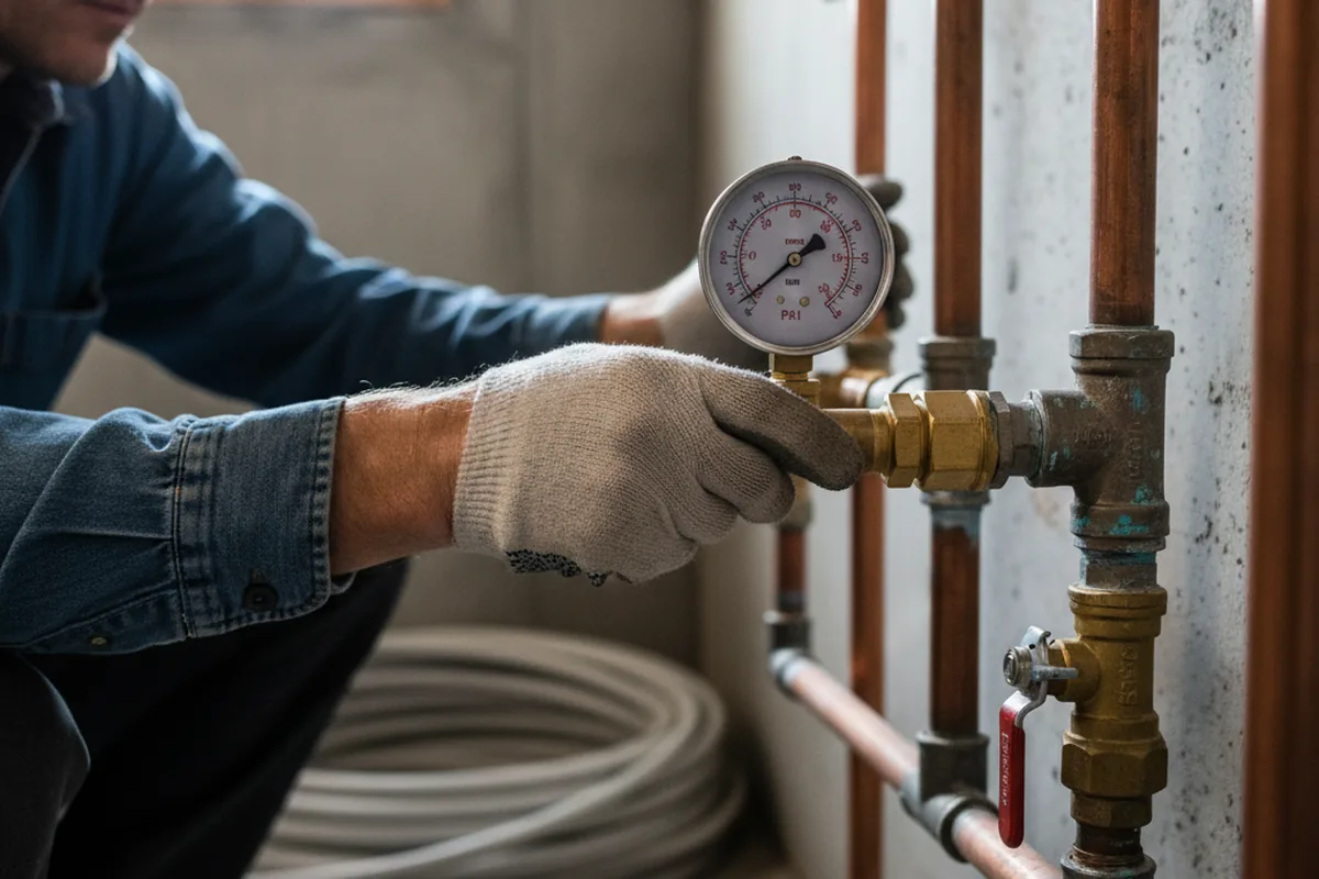 Pressure testing a repaired line during Water Line Repair in Summit Hill
